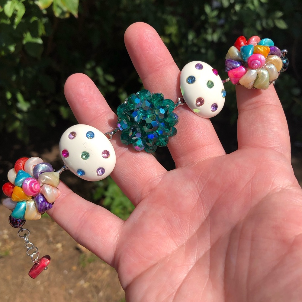 “Candy Land” 🍬🍭 Hand crafted bracelet from upcycled vintage earrings
